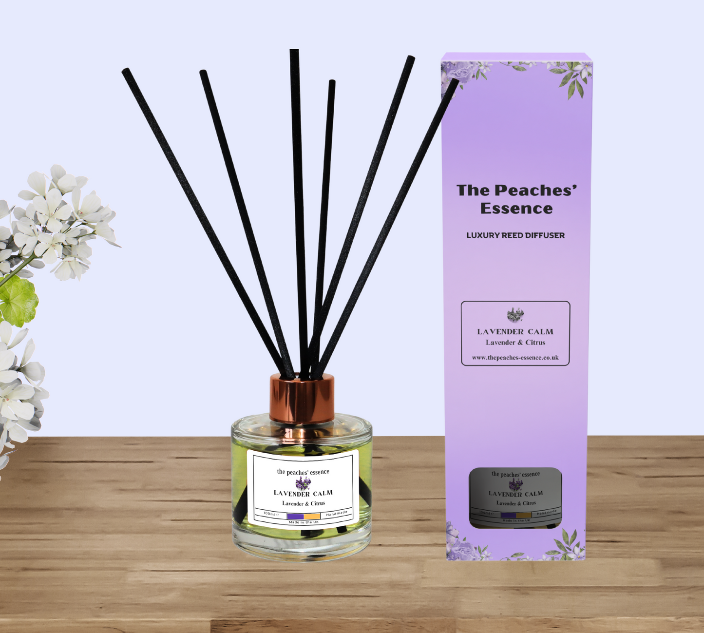 Lavender Calm, Lavender and Citrus Reed Diffuser Set, 100ml