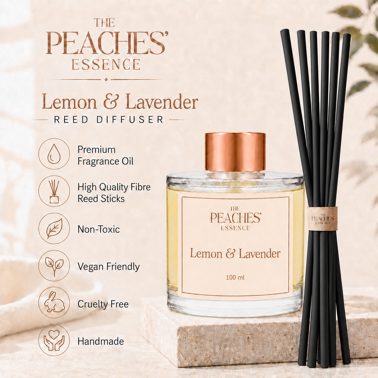 Lavender Calm, Lavender and Citrus Reed Diffuser Set, 100ml