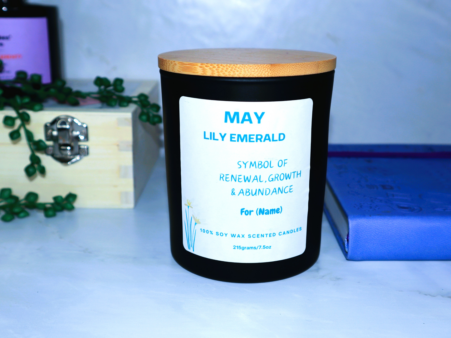 Personalised Birth Month/Birth Flower with Crystals For Birthday Candle Gift For Her/ Friends/Mother