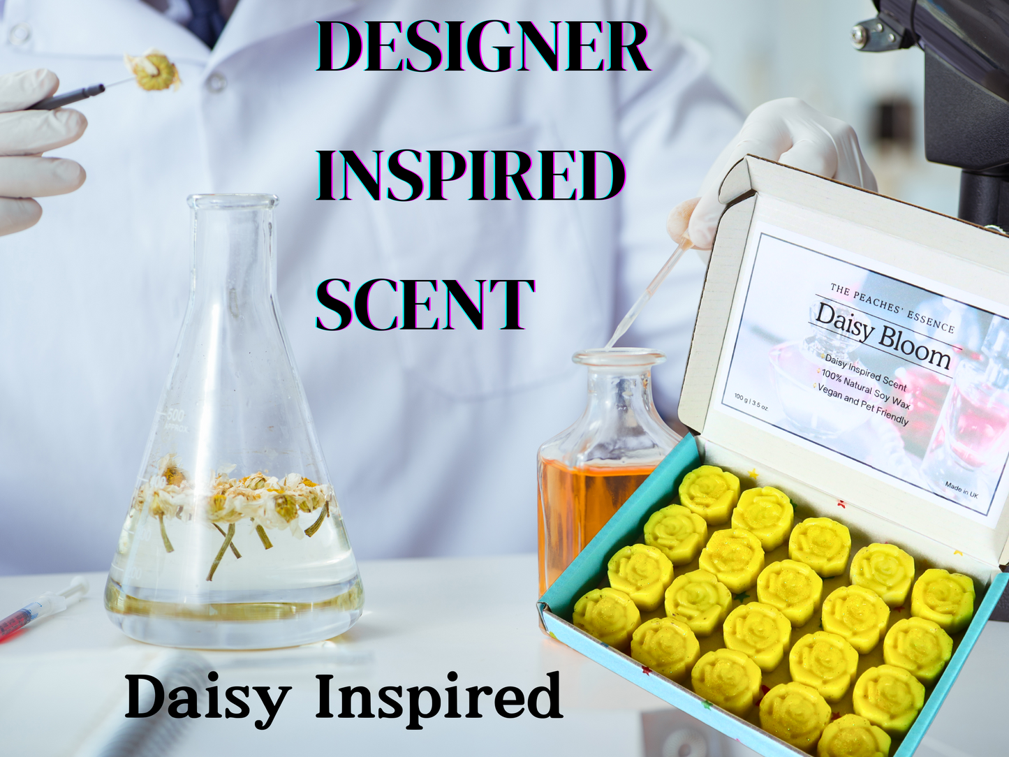 Daisy Perfume inspired Flower Shape Wax Melt. Highly Scented. 100% Natural Soy Wax Melts. Home Fragrance. Handmade. Vegan & Pet Friendly.