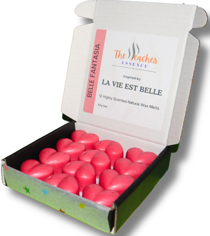 Highly Scented Heart-Shaped 12 x 7g wax melts, 100% Natural Soy Wax, Handmade, Vegan, Pet-Friendly. Inspired by La Vie Est Belle Perfume