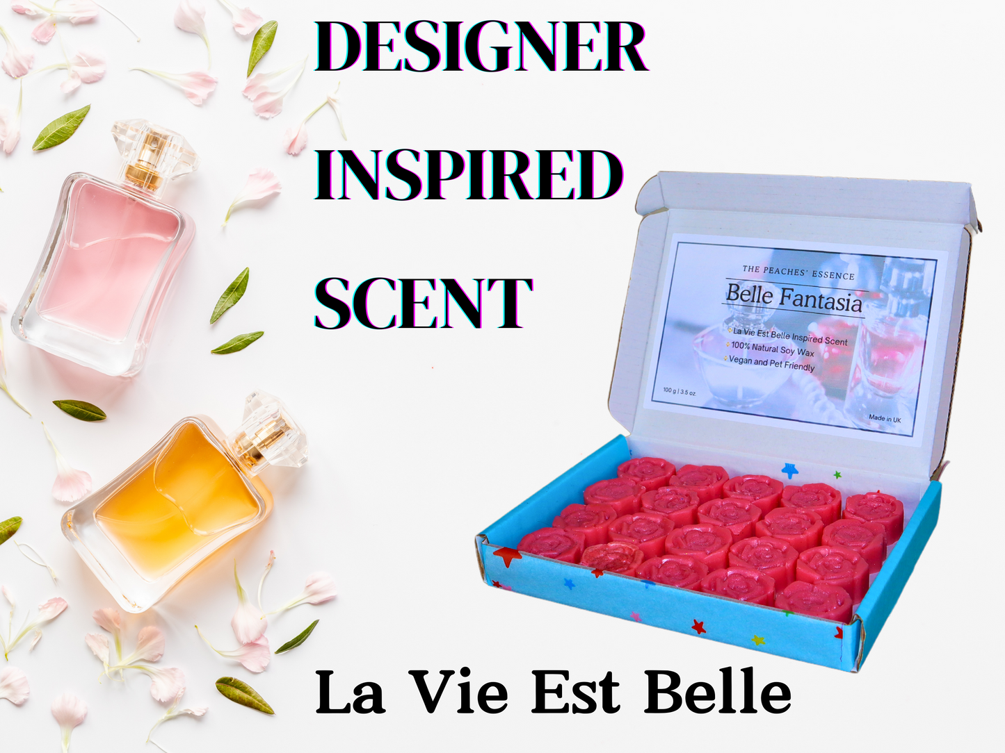 La Vie Est Belle Perfume Inspired 20 Flower Shaped Wax Melt. Highly Scented, Natural Soy, Home Fragrance, Handmade, Vegan & Pet Friendly