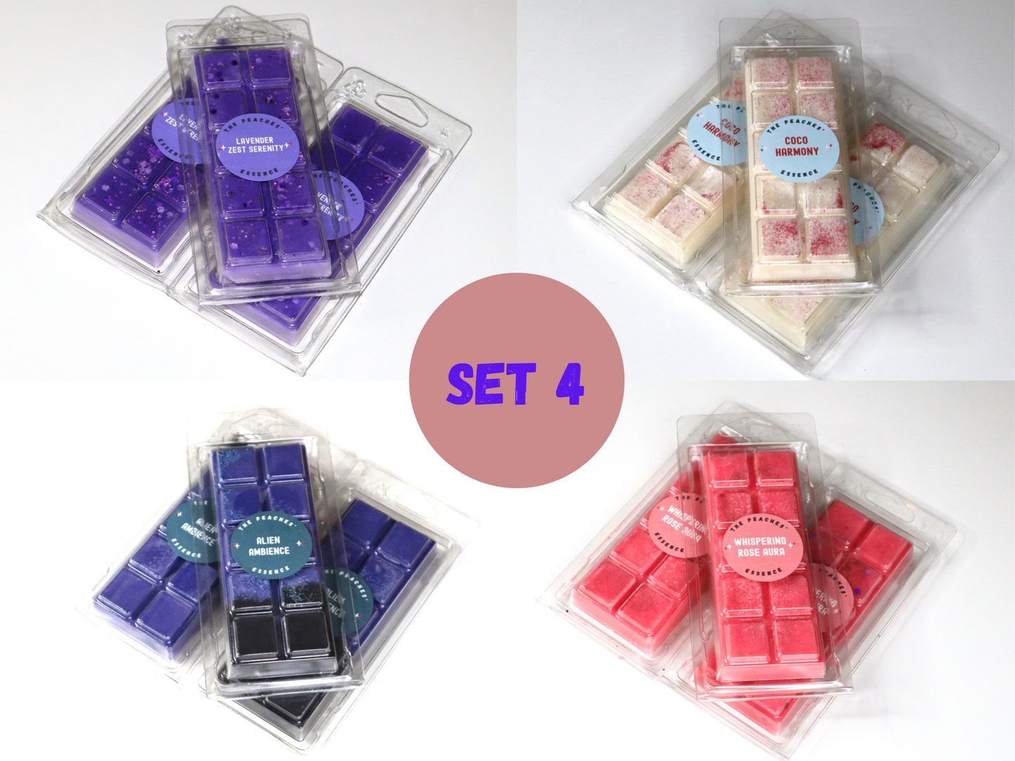 A Set of 4 Highly Scented Wax melt snap bars, Long-lasting and Designer perfume brand inspired