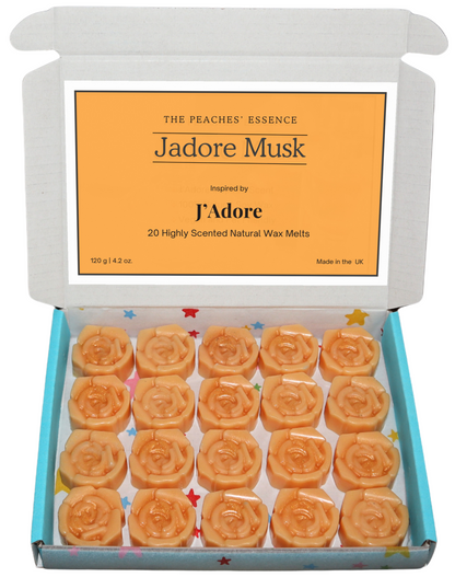 Highly Scented Flower-Shaped 20 x 6g wax melts, 100% Natural Soy Wax, Handmade, Vegan, Pet-Friendly. Inspired by J'Adore Perfume