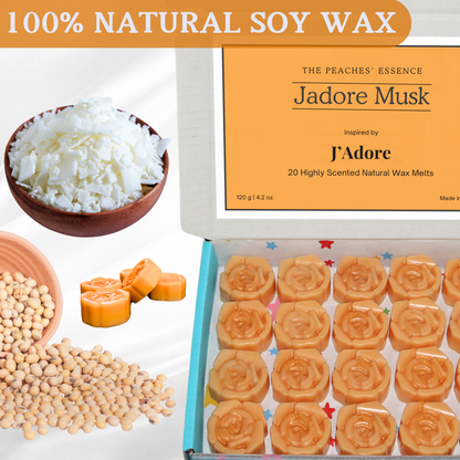 Highly Scented Flower-Shaped 20 x 6g wax melts, 100% Natural Soy Wax, Handmade, Vegan, Pet-Friendly. Inspired by J'Adore Perfume