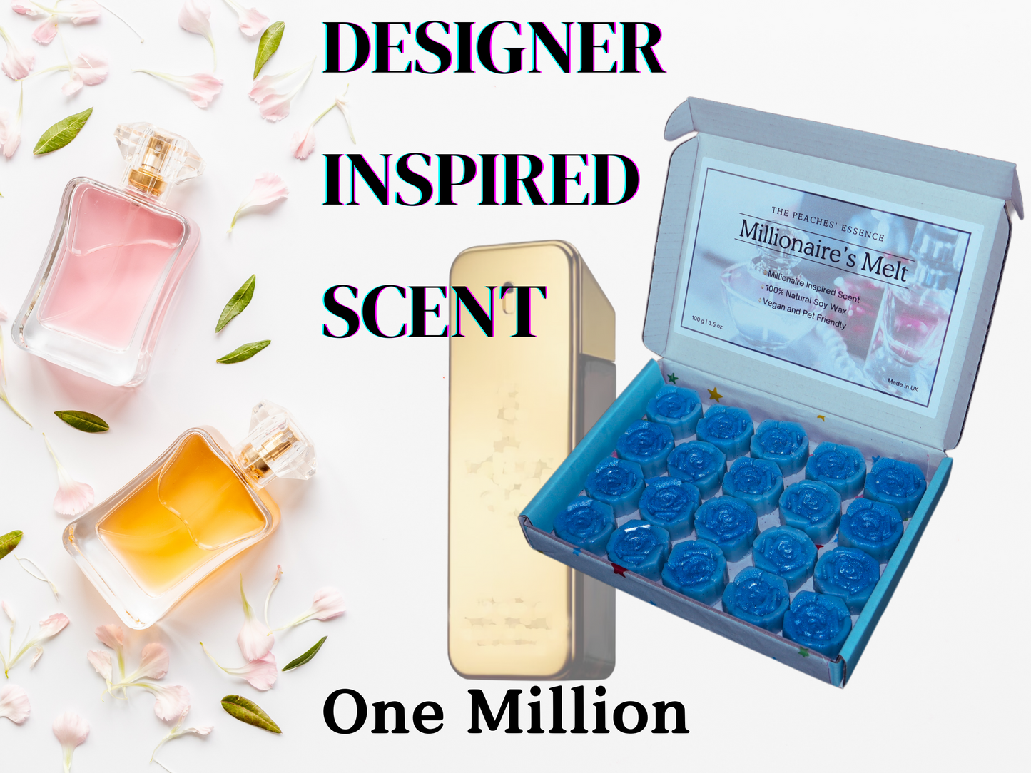 One Million inspired Flower Shape Wax Melt. Designer Inspired. Highly Scented. 100% Natural Soy Wax Melt,Handmade,Vegan & Pet Friendly.